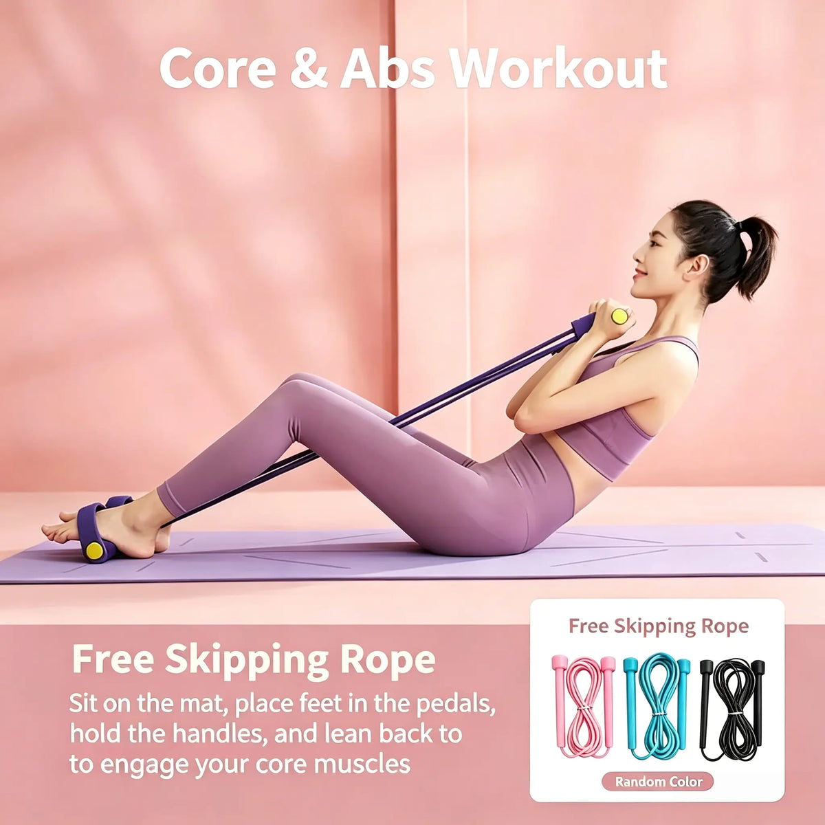 Adjustable Foam Non-Slip Resistance Band for Core and Lower Body Workouts - Portable Strength Training Equipment for Home Fitness