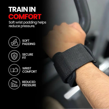 Beastlift D-Ring Lifting Straps with Neoprene Wrist Cuffs, Cotton Straps, Silicone Anti-Slip Grips, Steel D-Ring, Ideal for Free-Weight and Cable Training, Includes Carrying Case