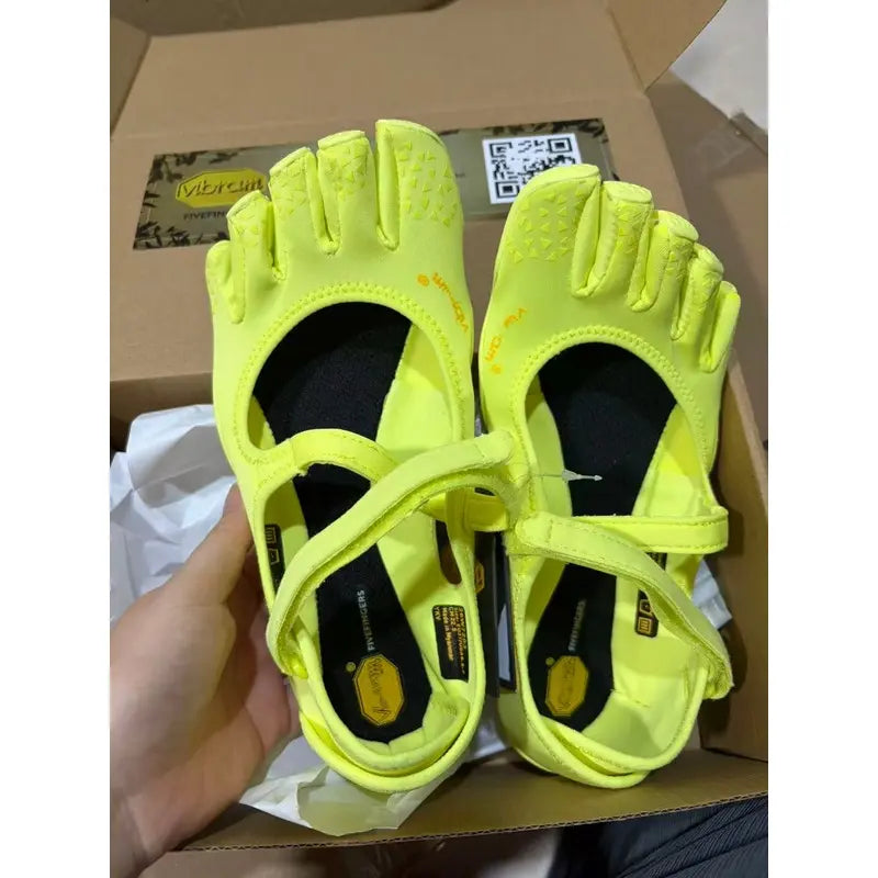 Men's Dance Shoes with 0 Drop Sole, Wide Split Toe Box, Velcro Straps, Non-Slip, Lightweight, Breathable, Flexible, and Comfortable for Gym Training and Indoor Summer Use (Cotton Accents)
