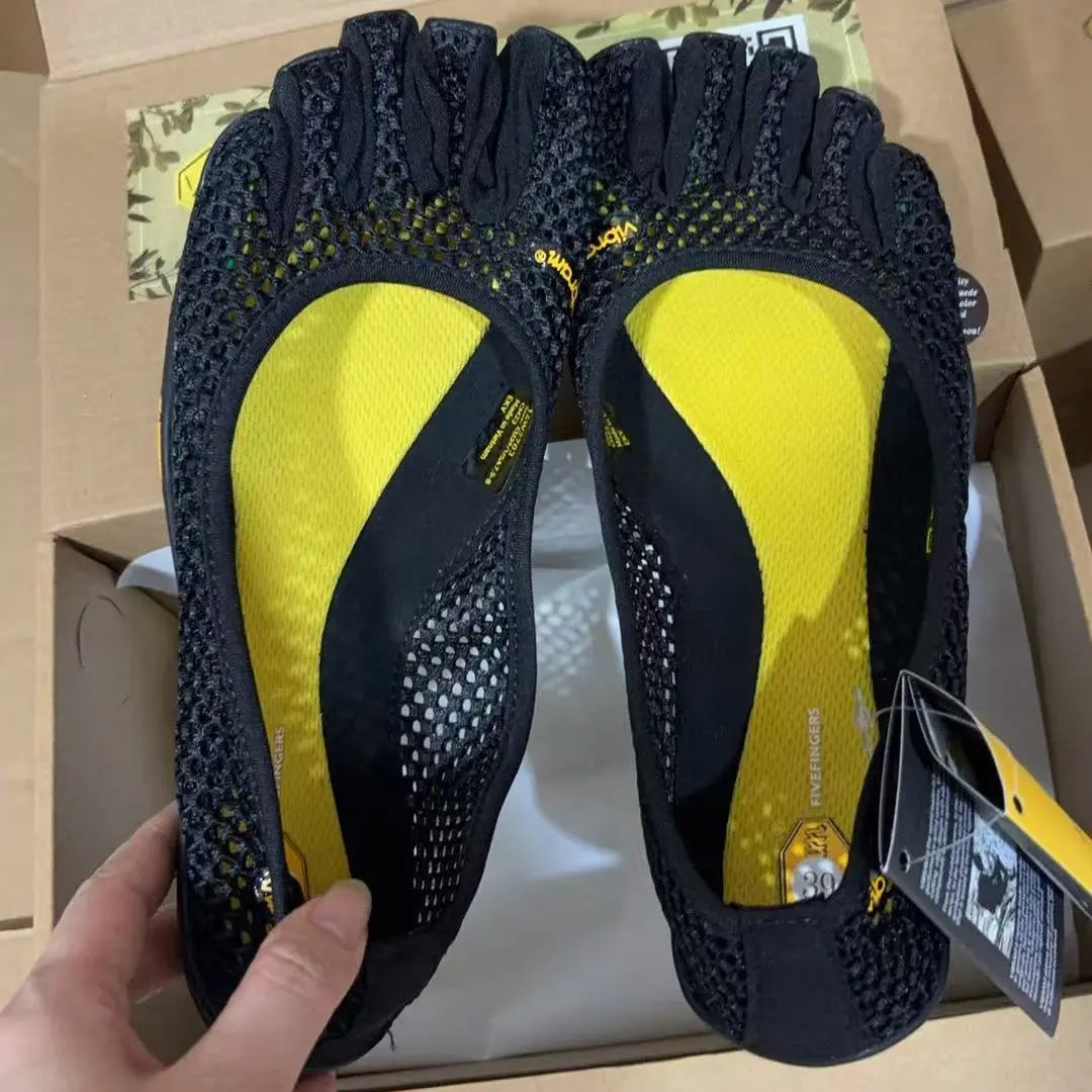 Men's Dance Shoes with 0 Drop Sole, Wide Split Toe Box, Velcro Straps, Non-Slip, Lightweight, Breathable, Flexible, and Comfortable for Gym Training and Indoor Summer Use (Cotton Accents)