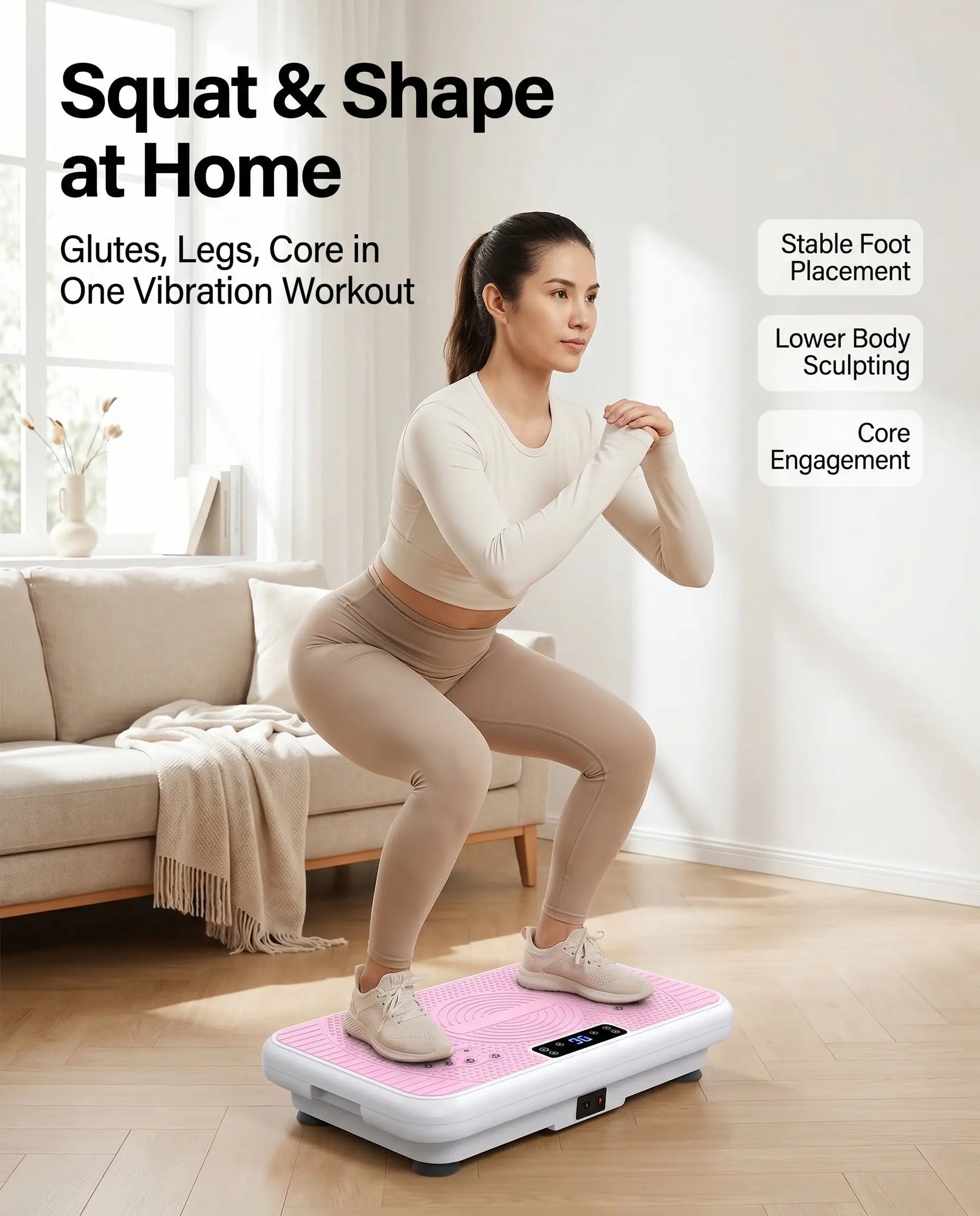 High-Performance Vibration Plate Exercise Machine - Versatile Compact Home Gym Equipment for All Genders with Adjustable Weight Capacity, Three Workout Modes, Remote Control, and Comprehensive Full Body Training for Core and Waist Twisting Exercises